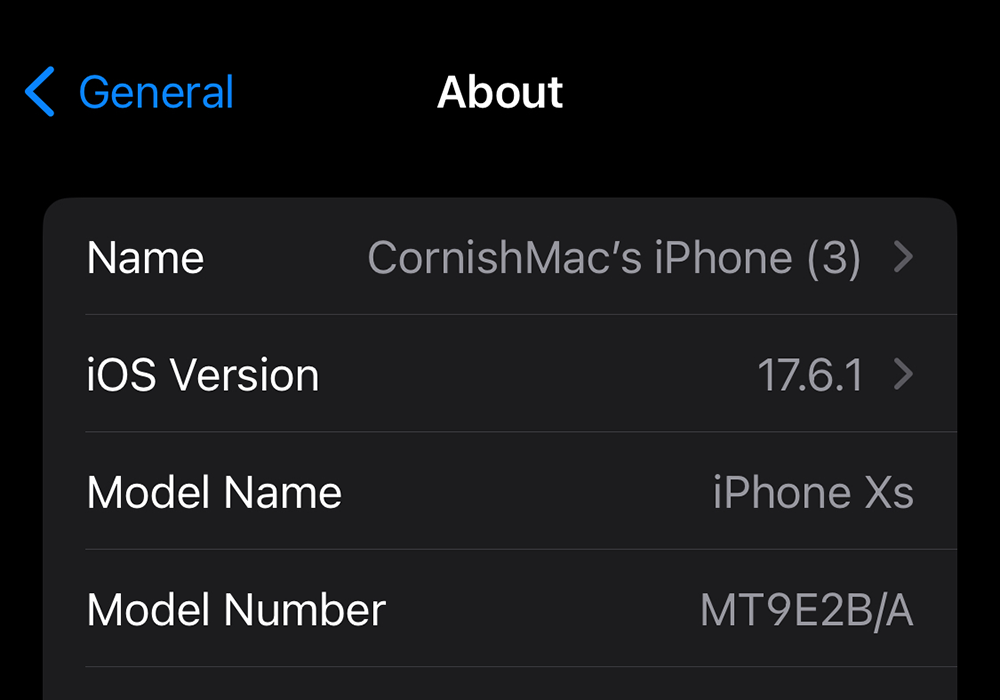 iPhone Model Information